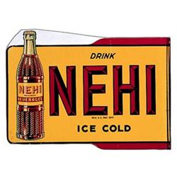 30-40’s tin diecut Nehi bev.flange sign