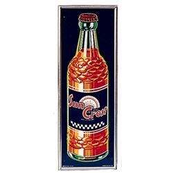 1949 Sun Crest soda alum. btl. sign 
