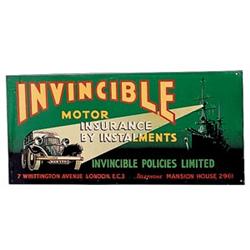 30’s Invincible Motor Ins. Brit. tin si