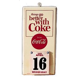 60’s Coca-cola tin calendar holder sign