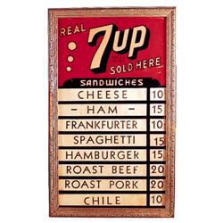1930’s-40’s 7-Up glass menu board