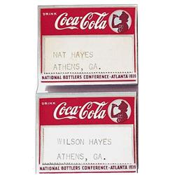 2 1939 Coca-cola bottlers conf. badges