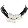 Image 2 : Petal Twin Pendant Multi Strand Necklace - Rhodium Plated