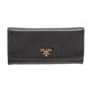 Image 2 : Prada Black Pebbled Leather Flap Wallet