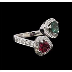 1.24 ctw Tourmaline and Diamond Ring - 14KT White Gold