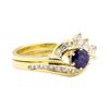 Image 1 : 0.92 ctw Blue Sapphire and Diamond Ring - 18KT Yellow Gold