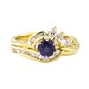 Image 2 : 0.92 ctw Blue Sapphire and Diamond Ring - 18KT Yellow Gold