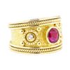 Image 1 : 1.00 ctw Ruby and Cubic Zirconia Ring - 18KT Yellow Gold