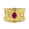 Image 2 : 1.00 ctw Ruby and Cubic Zirconia Ring - 18KT Yellow Gold