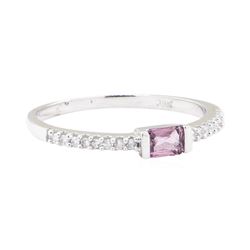 0.35 ctw Pink Topaz and Diamond Ring - 14KT White Gold