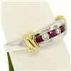 Image 3 : 14K White & Yellow Gold 0.47 ctw Top Quality Diamond & Ruby Channel Set Band Rin