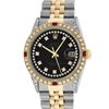 Image 1 : Rolex Mens 2 Tone 14K Black String Diamond Lugs & Ruby Datejust Wristwatch