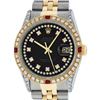 Image 2 : Rolex Mens 2 Tone 14K Black String Diamond Lugs & Ruby Datejust Wristwatch