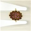 Image 8 : Vintage 14k Yellow Gold 0.25 ctw Round Ruby Cluster Brushed Texture Flower Ring