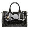 Image 3 : Chanel Black Patent Leather Vintage CC Small Duffel Bag