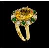 Image 4 : 4.81 ctw Citrine, Tsavorite and Diamond Ring - 14KT Yellow Gold