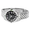 Image 4 : Rolex Mens Stainless Steel Black Roman Diamond & Emerald Datejust Wristwatch Wit