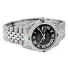 Image 5 : Rolex Mens Stainless Steel Black Roman Diamond & Emerald Datejust Wristwatch Wit