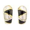 Image 1 : 0.10 ctw Diamond, Onyx, and Mother of Pearl Earrings - 18KT Yellow Gold