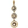 Image 1 : Antique 10K Yellow Gold .30 ctw 3 Old Mine Cut Diamond Open Flower Dangle Pendan