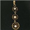 Image 2 : Antique 10K Yellow Gold .30 ctw 3 Old Mine Cut Diamond Open Flower Dangle Pendan