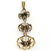 Image 3 : Antique 10K Yellow Gold .30 ctw 3 Old Mine Cut Diamond Open Flower Dangle Pendan