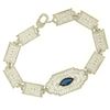 10k White Gold Filigree Link Bracelet w/ Marquise Sim Sapphire