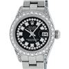 Image 2 : Rolex Ladies SS 26MM Black Diamond Lugs Oyster Quickset Datejust Wristwatch With