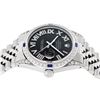 Image 3 : Rolex Mens Stainless Steel Black Roman Diamond & Sapphire Datejust Wristwatch Wi