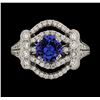 Image 2 : 1.32 ctw Tanzanite and Diamond Ring - 18KT White Gold