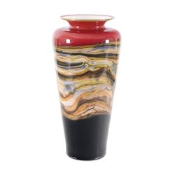 Small Ruby Strata Traditional Urn by GartnerBlade Glass