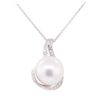 Image 1 : 0.40 ctw Diamond and Pearl Pendant with Chain - 14KT White Gold