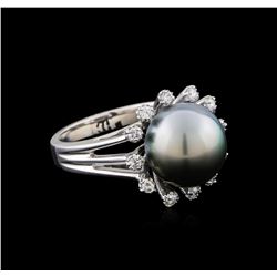 Pearl and Diamond Ring - 14KT White Gold