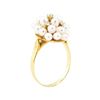 Image 4 : 0.12 ctw Diamond and Freshwater Pearl Cluster Ring - 14KT Yellow Gold