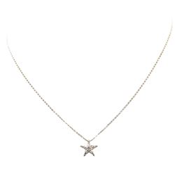 0.40 ctw Diamond Star Shaped Pendant with Chain - 14KT White Gold