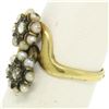 Image 6 : 18k Gold Rose Diamonds Seed Pearl Enamel Bypass Ring