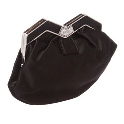 MCM Black Satin M Clutch Shoulder Bag