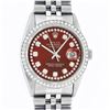 Image 1 : Rolex Mens Stainless Steel Red String Diamond 36MM Datejust Wristwatch With Role