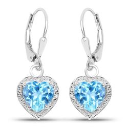 4.20 Carat Genuine Swiss Blue Topaz .925 Sterling Silver Earrings