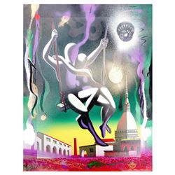 Mark Kostabi, "43 No Beginning No End" Mixed Media Original Painting; Hand Signed, with COA.