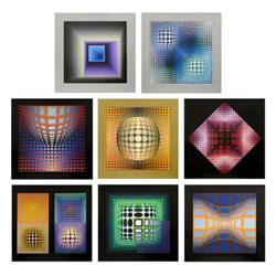 Victor Vasarely (1908-1997), "Structure Universelles Du Damier Portfolio" Includes 8 Heliogravure Pr