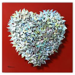 Patricia Govezensky- Original 3D Metal Art on Wood "Heart"
