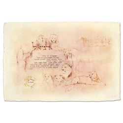 Brachi Horen, "Daniel's Prayer" Hand-Embellished Mixed Media with Goldleaf, Hand Signed with Certifi