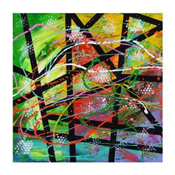 George Marlowe, "Segmentation I" Hand Signed Original Acrylic Painting on Canvas with Certificate of