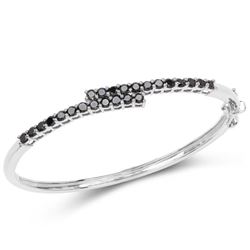 2.52 Carat Genuine Black Diamond .925 Sterling Silver Bangle