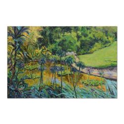 Charles Knecht, "Botanical Gardens at the Huntington Library" Original Oil Painting on Canvas, Hand 