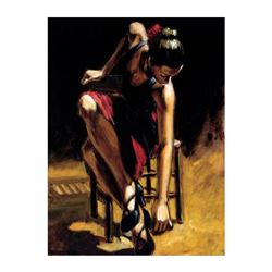 Fabian Perez, "Dancer In Red Skirt" Hand Textured Limited Edition Giclee on Board. Hand Signed and N
