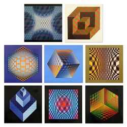 Victor Vasarely (1908-1997), "Structure Universelles De L'hexagone Portfolio" Includes 8 Heliogravur