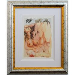 Salvador Dali- Original Color Woodcut on B.F.K. Rives Paper "Purgatory Canto 9"