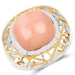 Two Tone Plated 12.80 Carat Genuine Moonstone .925 Sterling Silver Ring (size 7)